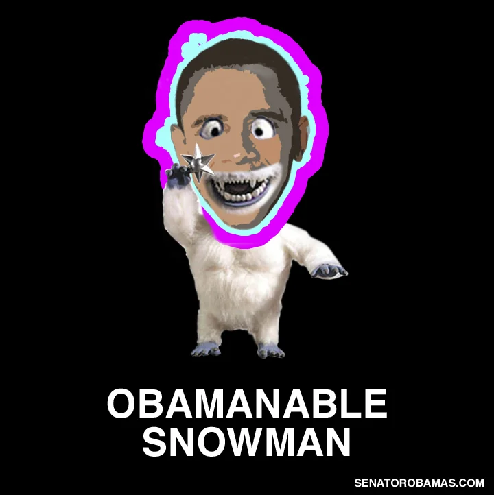 Obama-themed snowman illustration
