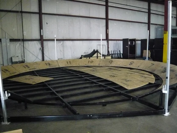 Yamma Pit Fighting MMA cage being assembled at Atomic Lighting