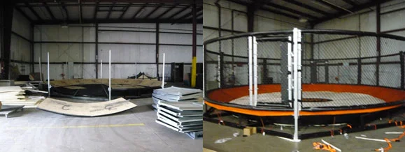 The assembled MMA cage at the Atomic Lighting shop in Lititz, PA