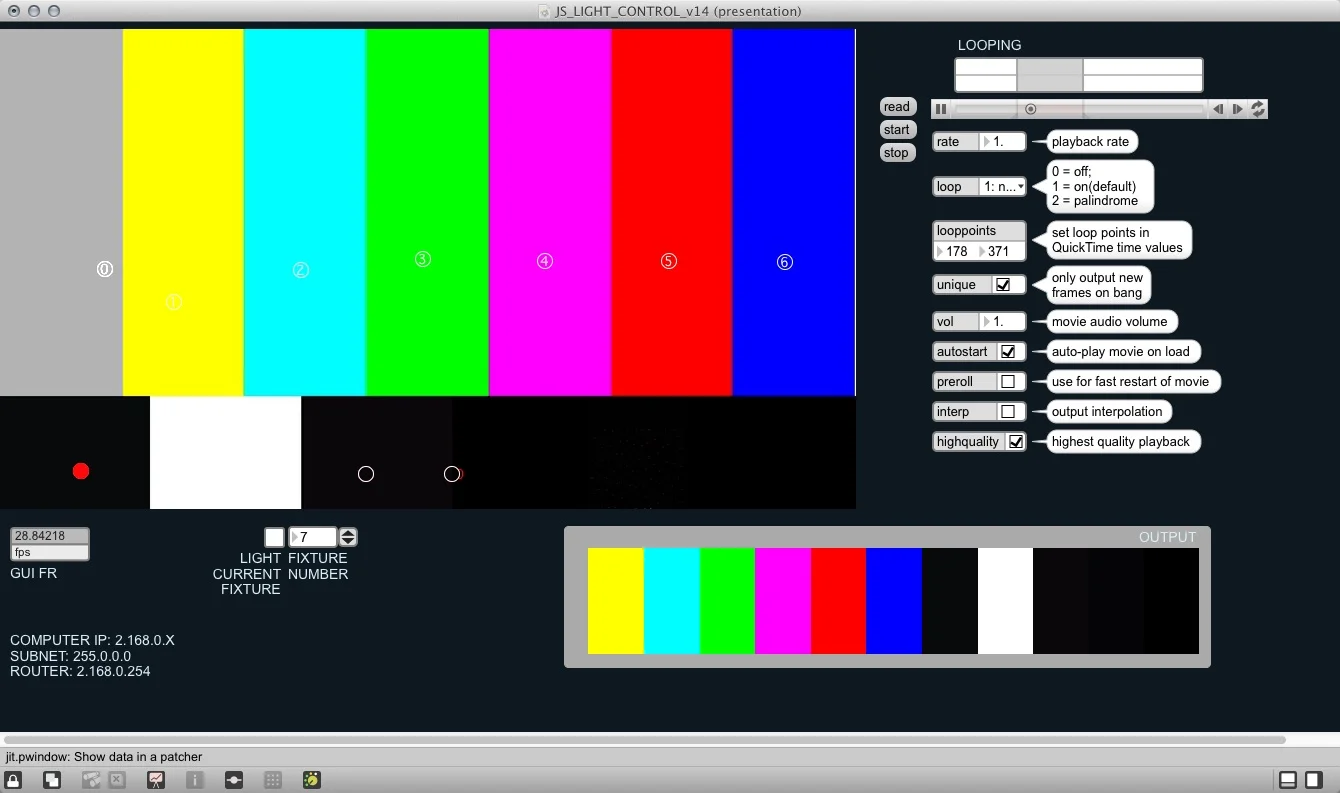  Pick some color points by clicking on a source video (top left), preview the resultant output to your lights (bottom right) ... 
